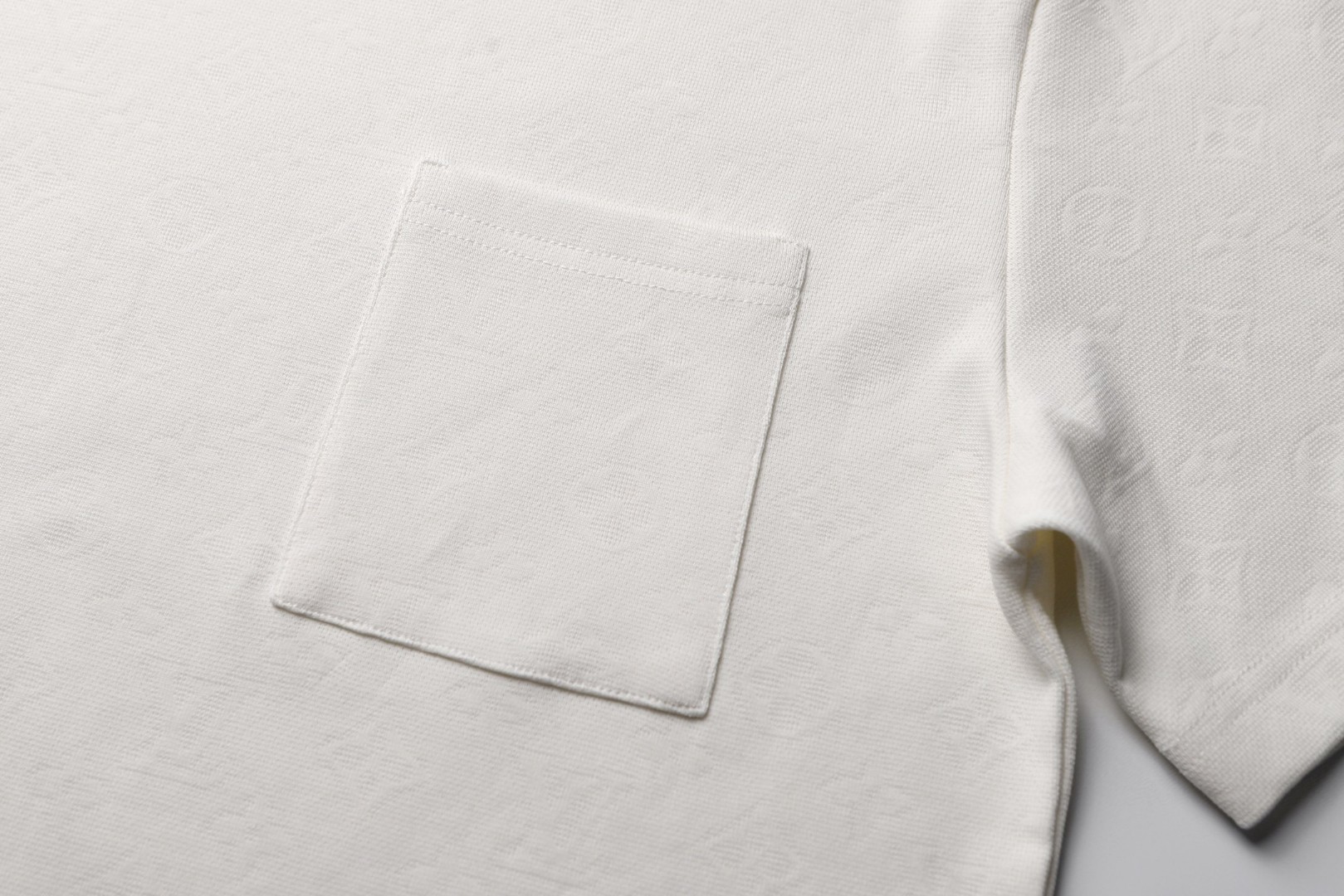 LOUIS VUITTON 珠地棉提花织纹 短袖 圆领 T 恤 上衣 夏款 白色 A0 1AJVS3