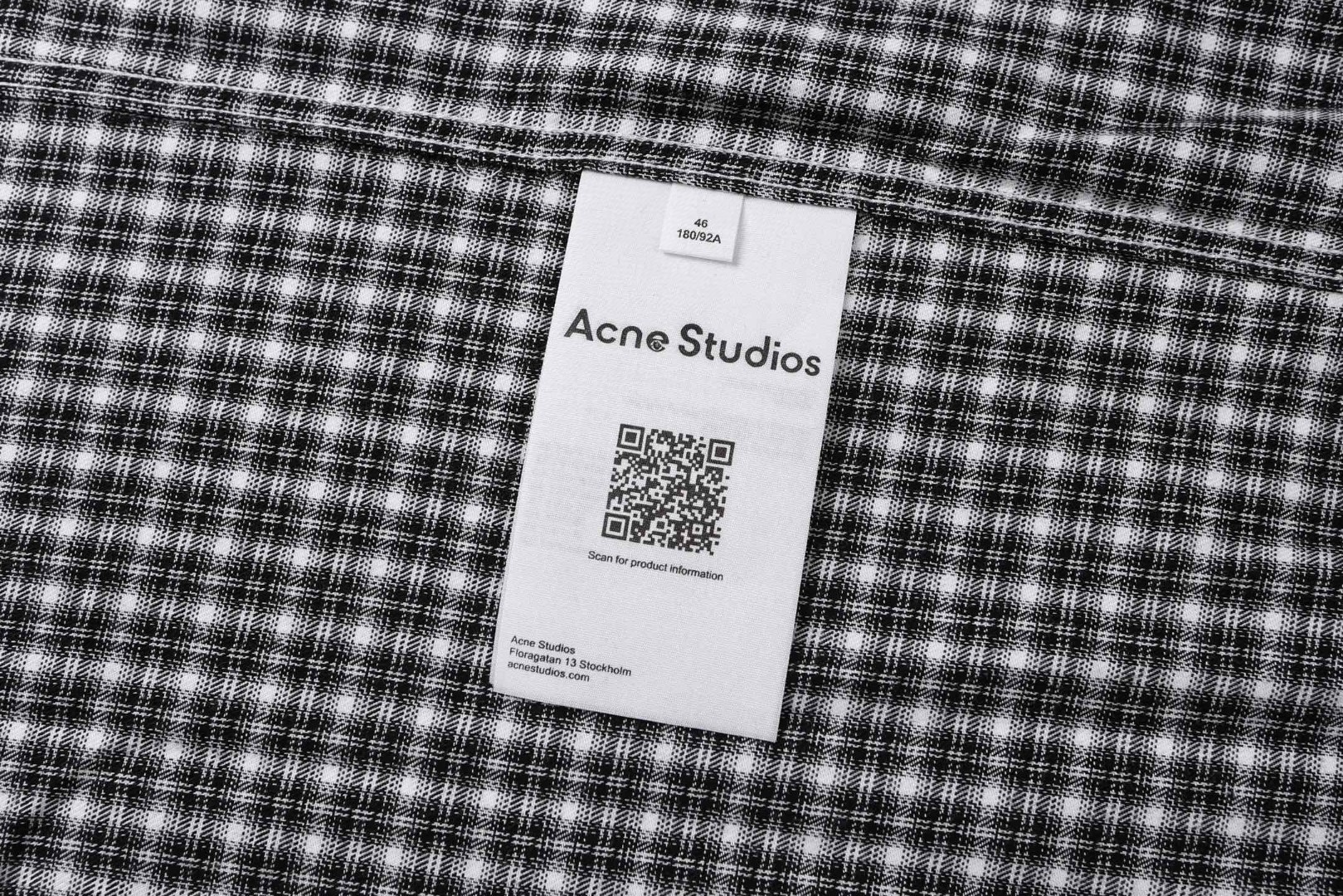 Acne Studios 徽标格纹单排扣衬衫 外套 长袖 黑色 A5 BB0667-J83
