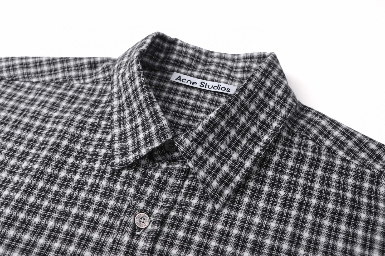 Acne Studios 徽标格纹单排扣衬衫 外套 长袖 黑色 A5 BB0667-J83