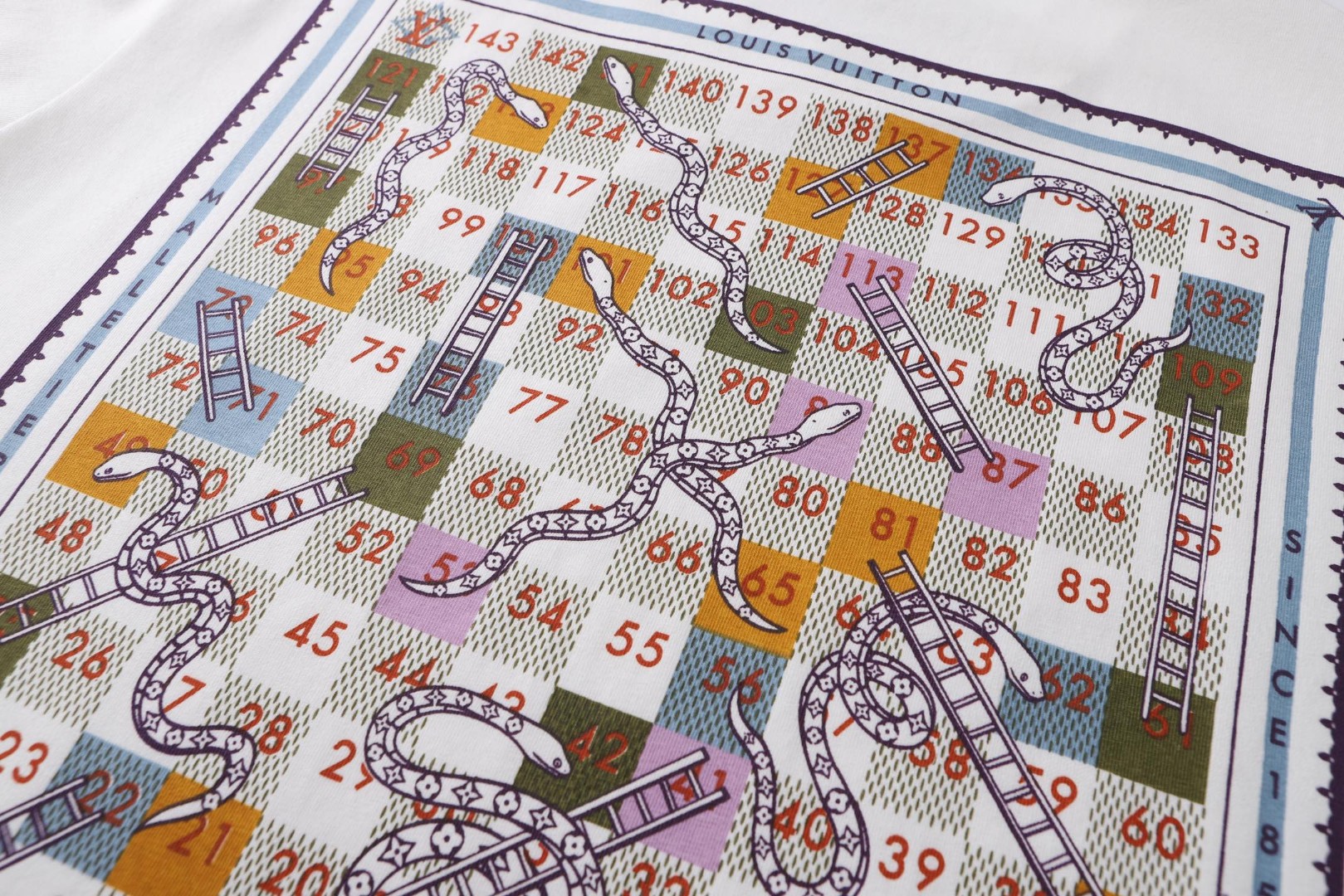 LOUIS VUITTON 路易威登 LV 蛇方格印花 圆领 夏季 T恤 短袖 白色 A0 1AJUD5