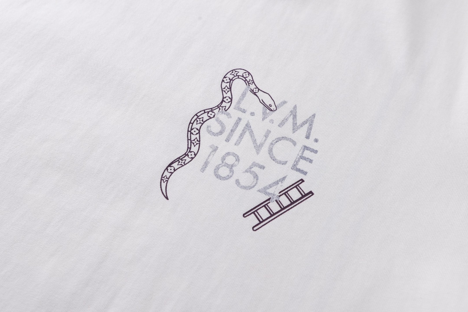 LOUIS VUITTON 路易威登 LV 蛇方格印花 圆领 夏季 T恤 短袖 白色 A0 1AJUD5