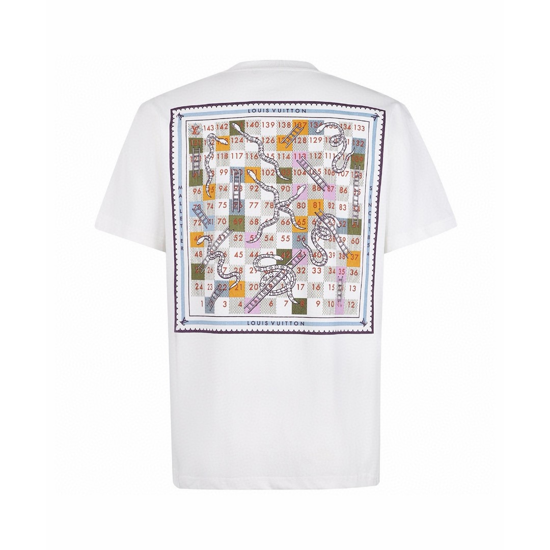 LOUIS VUITTON 路易威登 LV 蛇方格印花 圆领 夏季 T恤 短袖 白色 A0 1AJUD5