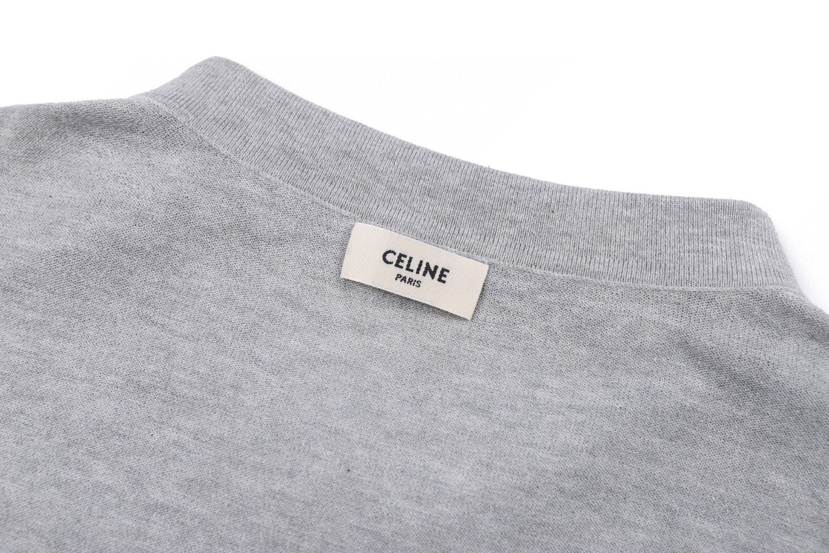 CELINE 赛琳 logo刺绣针织Polo衫 短袖 T恤 灰色 黑色 A5 2ADDT367Y-08GC