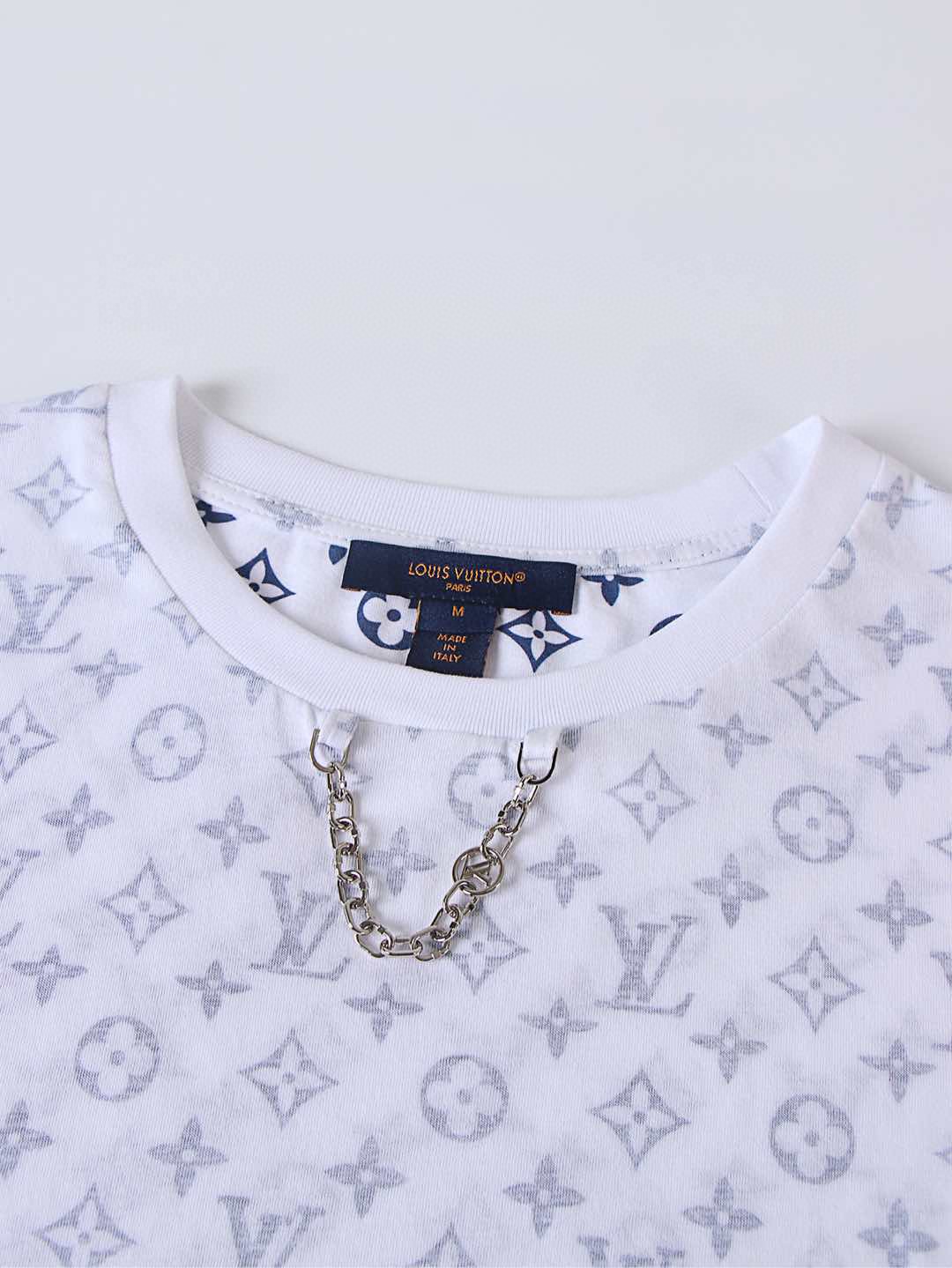 LOUIS VUITTON 路易威登 LV 链条满印老花 圆领 夏季 T恤 短袖 白色 A0 1A8QDG