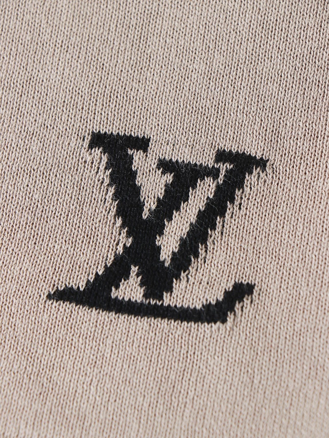 LOUIS VUITTON 提花字母毛织短袖 圆领 T 恤 上衣 夏款 杏色 A5 