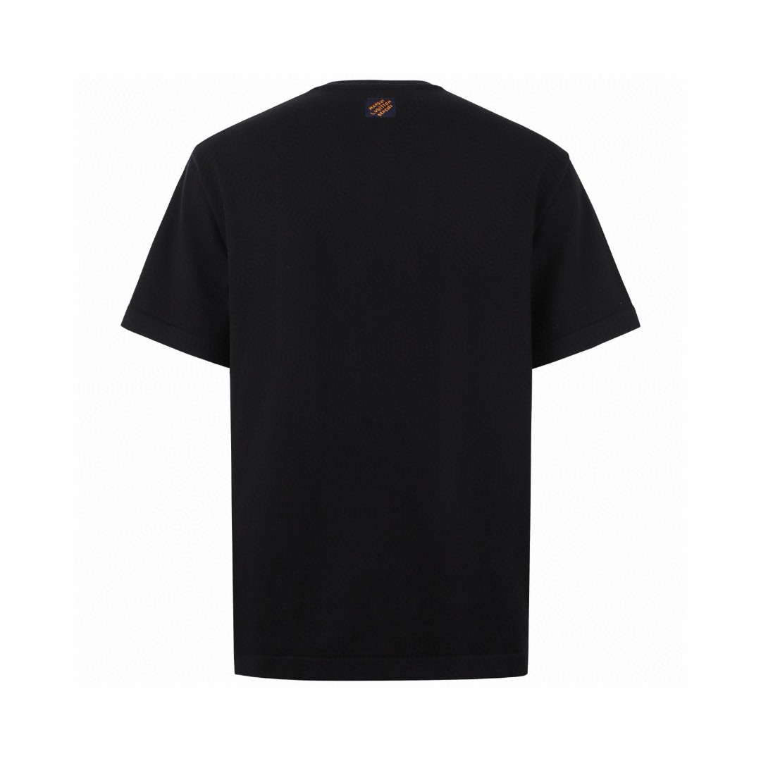 LOUIS VUITTON 路易威登 LV 蘑菇嵌花毛织短袖 夏季 T恤 黑色 A5 1AJBUX