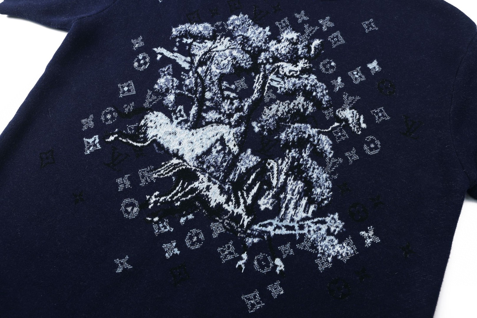 LOUIS VUITTON 路易威登 LV 马年限定 提花毛织短袖 夏季 T恤 蓝色 A5 1AJBVD