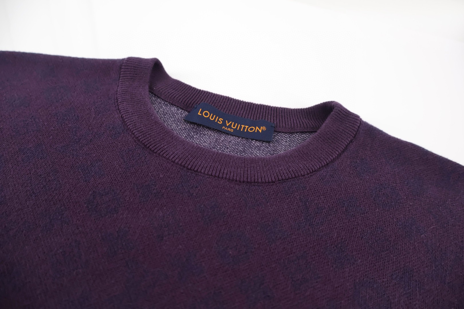LOUIS VUITTON 路易威登 LV 字母暗纹提花渐变针织衫 短袖 夏季 T恤 紫色 A5 1AJTV8