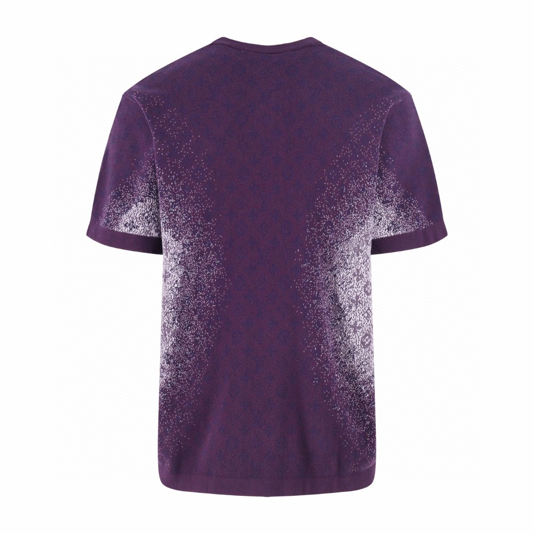 LOUIS VUITTON 路易威登 LV 字母暗纹提花渐变针织衫 短袖 夏季 T恤 紫色 A5 1AJTV8