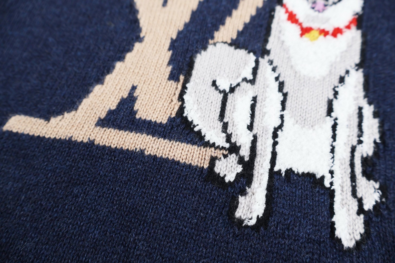 LOUIS VUITTON 路易威登 首尔限定 小狗嵌花针织毛衣 针织衫 外套 蓝色 B0 1AJCSG