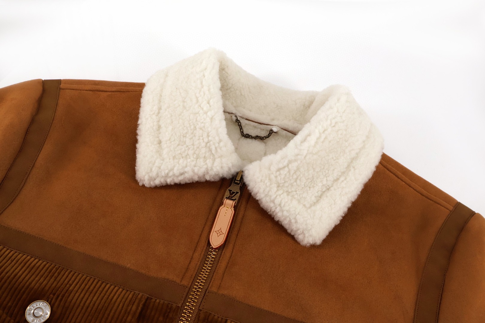 LOUIS VUITTON 路易威登 SKI滑雪系列 灯芯绒拼皮卡车外套 夹克 保暖 驼色 C0 1AJBQR