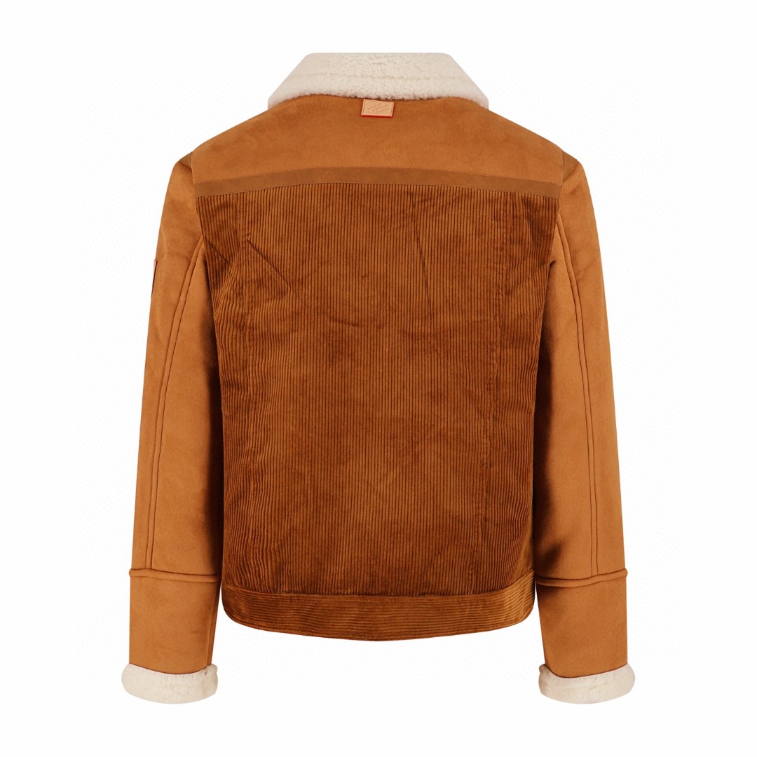 LOUIS VUITTON 路易威登 SKI滑雪系列 灯芯绒拼皮卡车外套 夹克 保暖 驼色 C0 1AJBQR