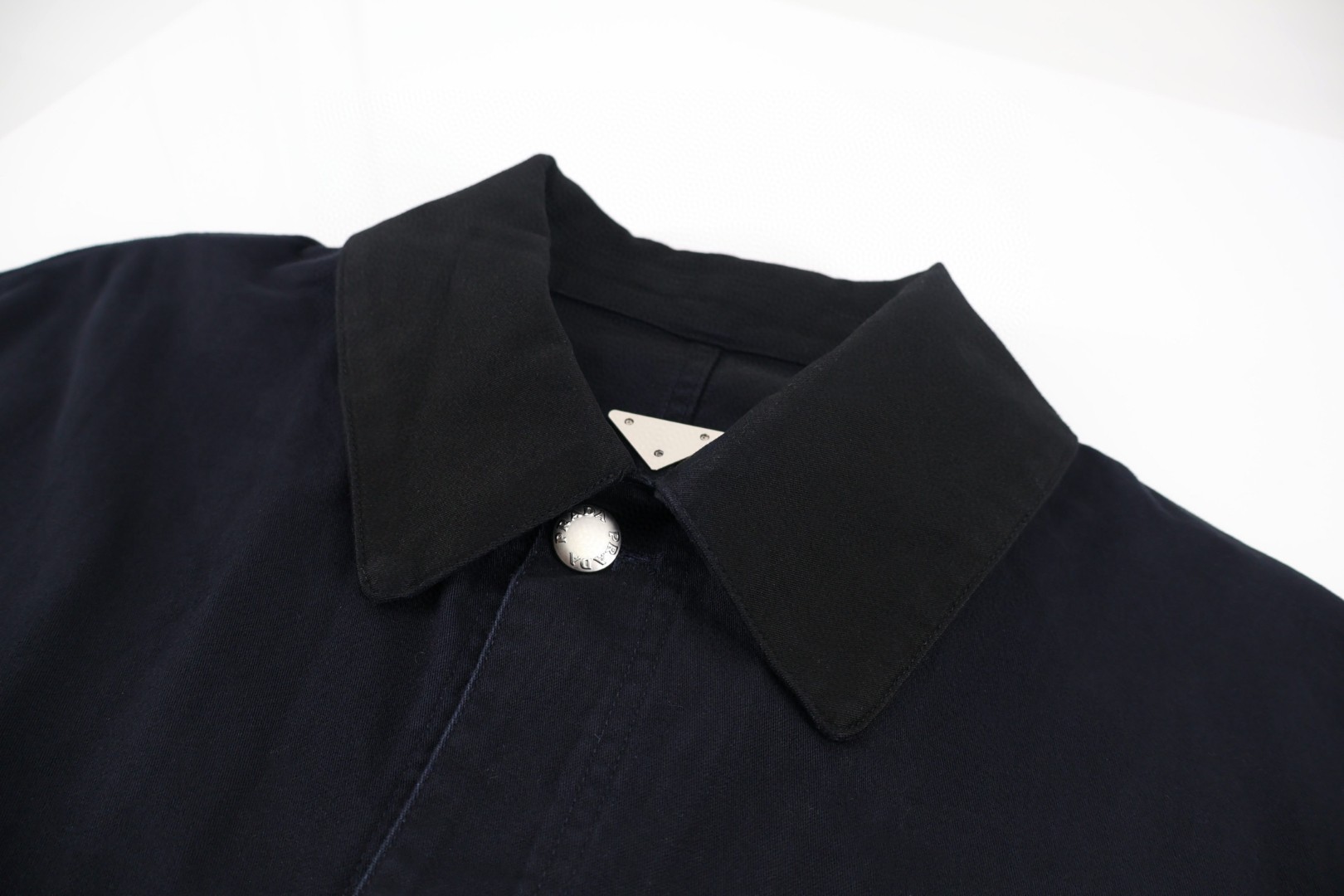 PRADA 普拉达 翻领拼色三角标工装夹克 外套 长袖 蓝色 B0 