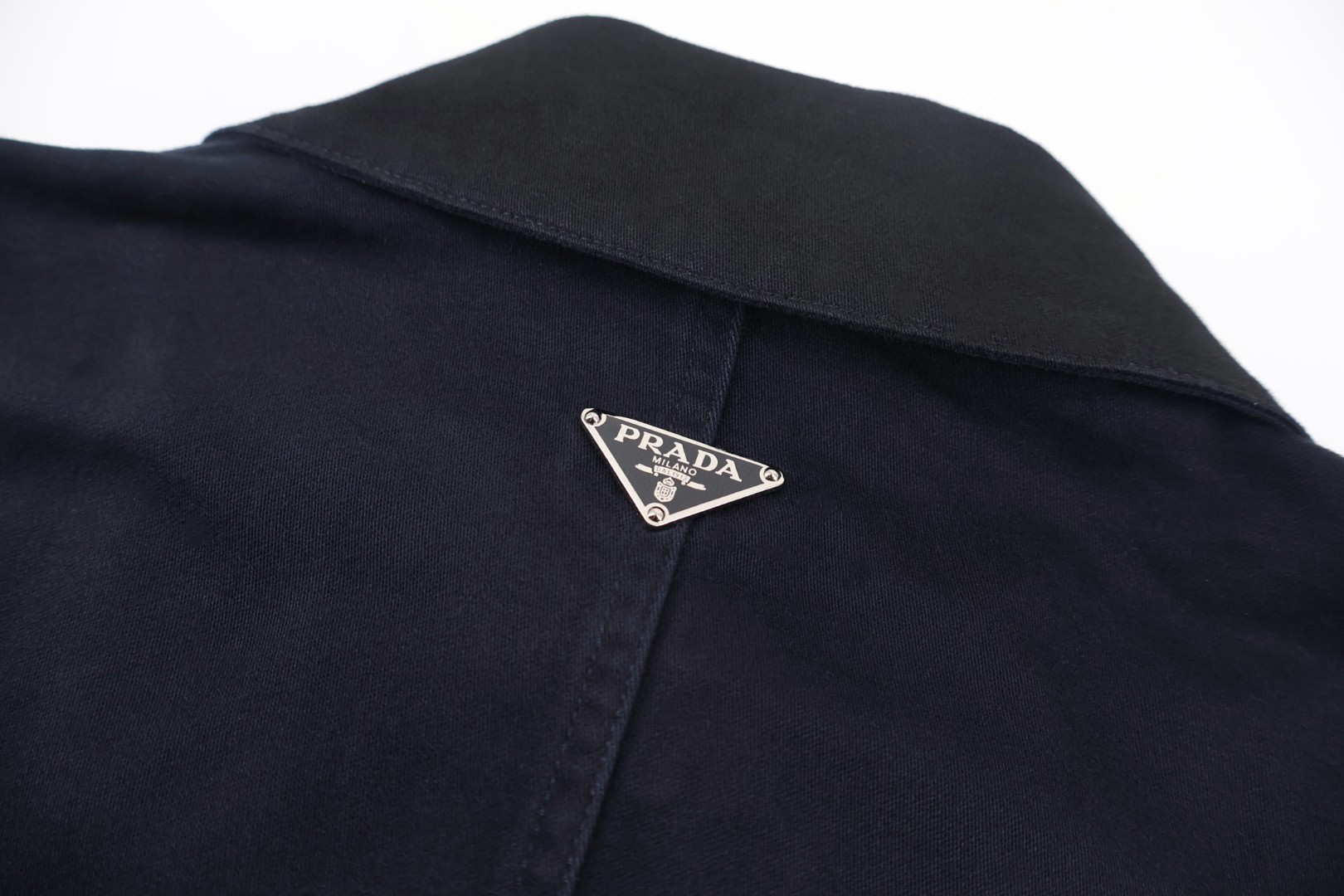 PRADA 普拉达 翻领拼色三角标工装夹克 外套 长袖 蓝色 B0 