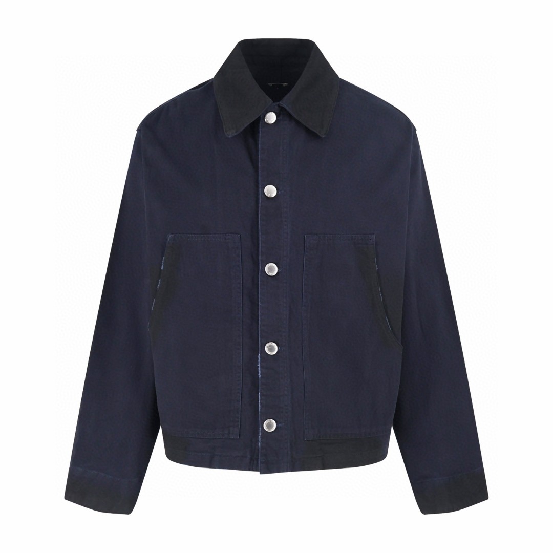 PRADA 普拉达 翻领拼色三角标工装夹克 外套 长袖 蓝色 B0 