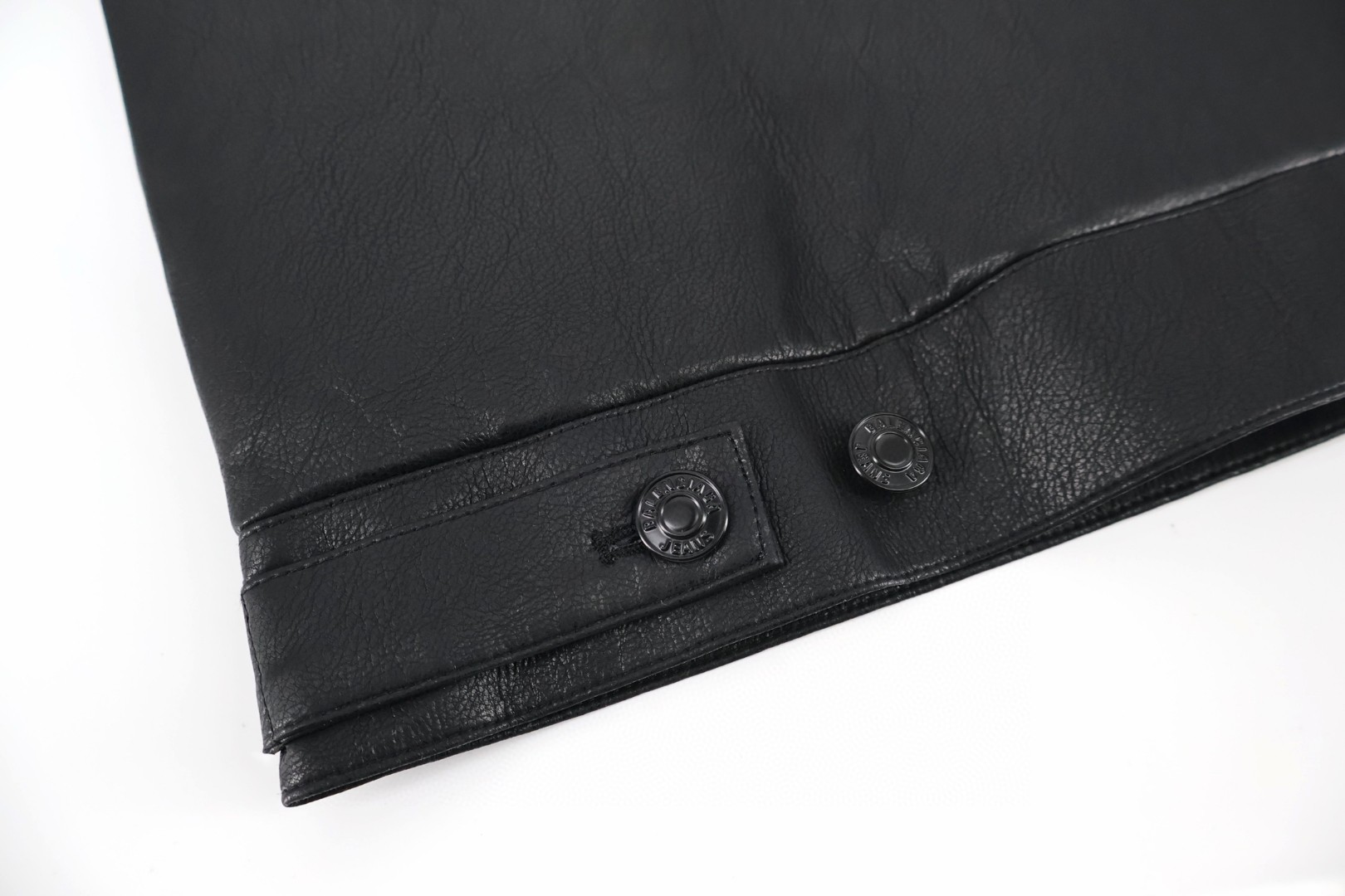 Balenciaga 巴黎世家 手臂字母贴皮刺绣皮衣 夹克 外套 长袖 黑色 C0