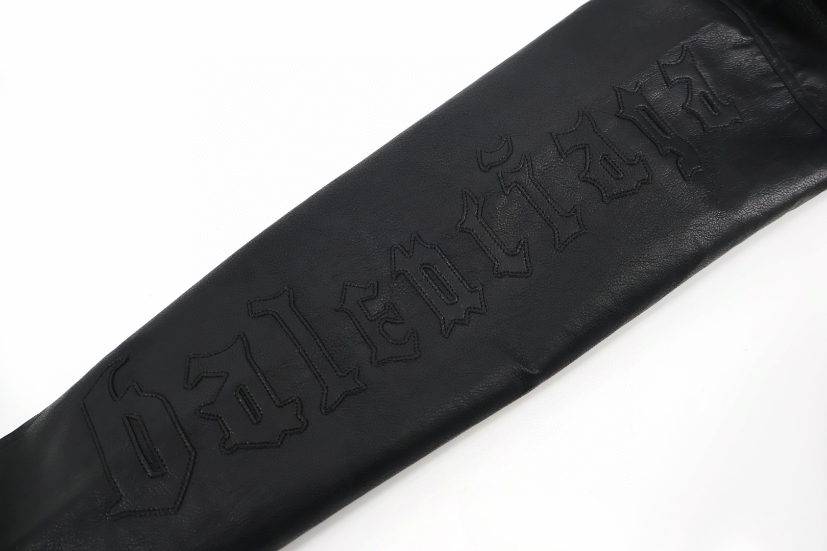 Balenciaga 巴黎世家 手臂字母贴皮刺绣皮衣 夹克 外套 长袖 黑色 C0