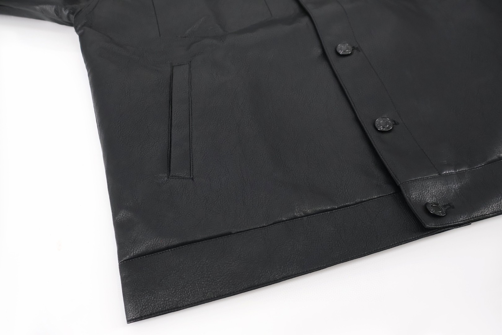 Balenciaga 巴黎世家 手臂字母贴皮刺绣皮衣 夹克 外套 长袖 黑色 C0