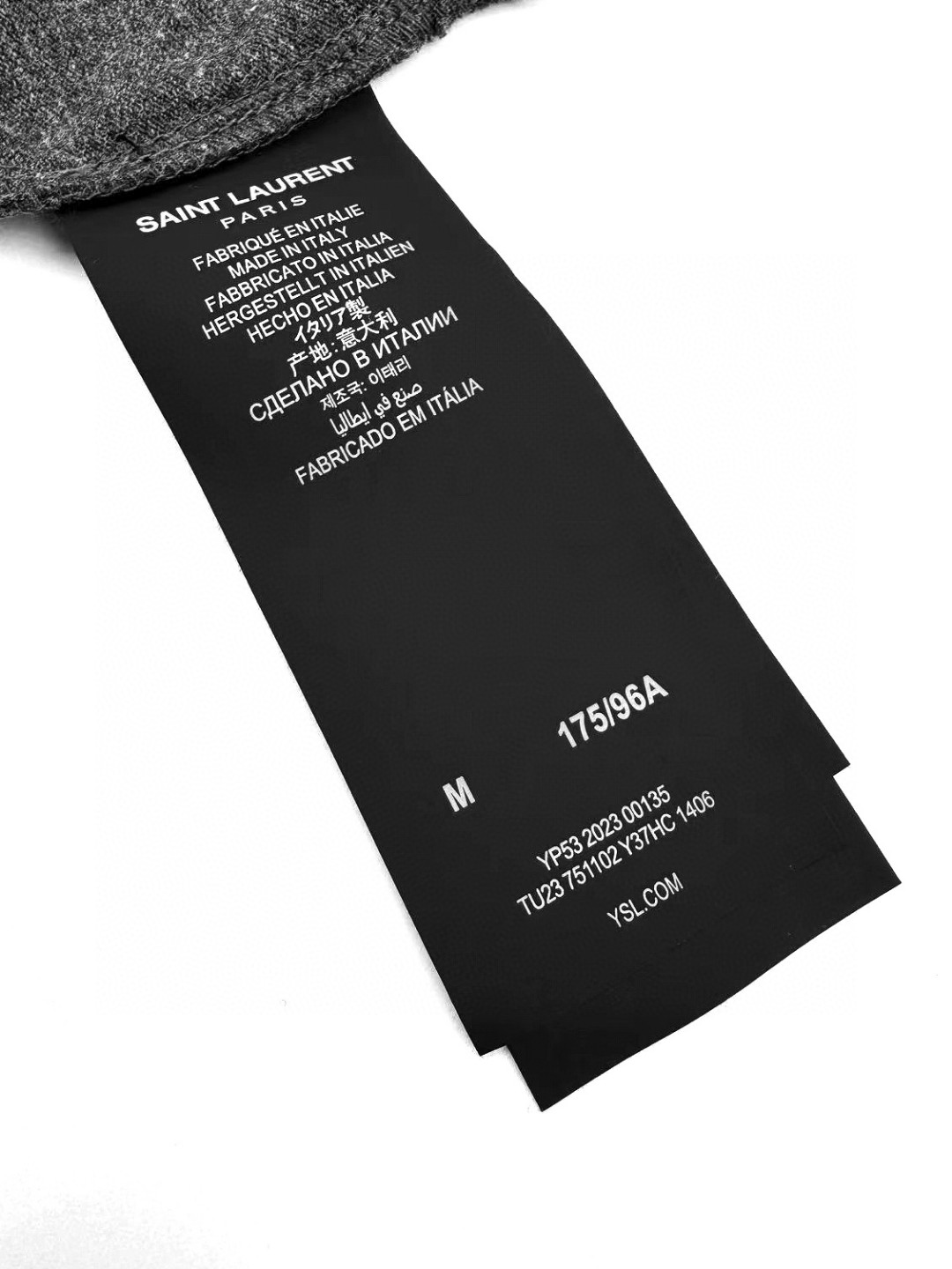 SAINT LAURENT YSL 圣罗兰 标识刺绣Polo衫 短袖 T恤 夏款 深灰色 黑色 A0 751102Y37HC1406