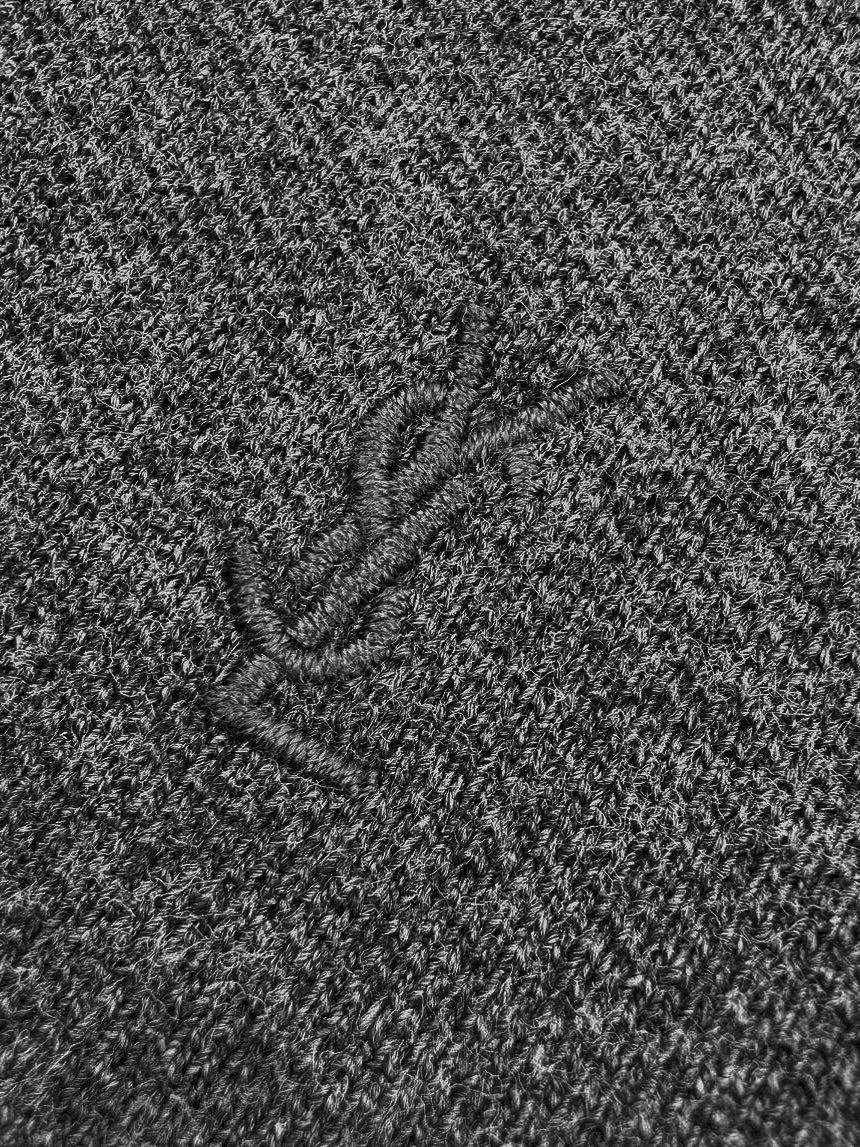 SAINT LAURENT YSL 圣罗兰 标识刺绣Polo衫 短袖 T恤 夏款 深灰色 黑色 A0 751102Y37HC1406