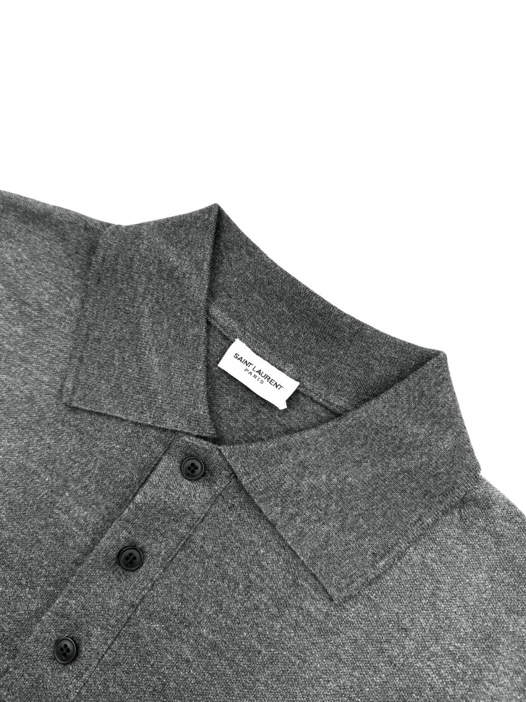 SAINT LAURENT YSL 圣罗兰 标识刺绣Polo衫 短袖 T恤 夏款 深灰色 黑色 A0 751102Y37HC1406