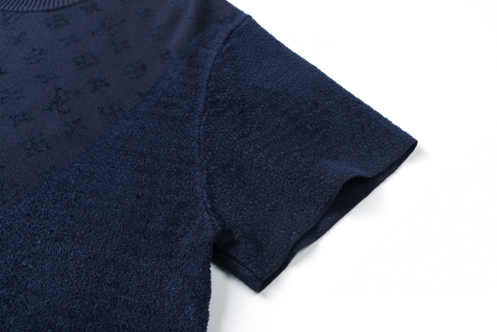 LOUIS VUITTON 路易威登 Nigo联名款 拼接提花毛织短袖 T恤 黑色 蓝色 A5 1AHCMQ