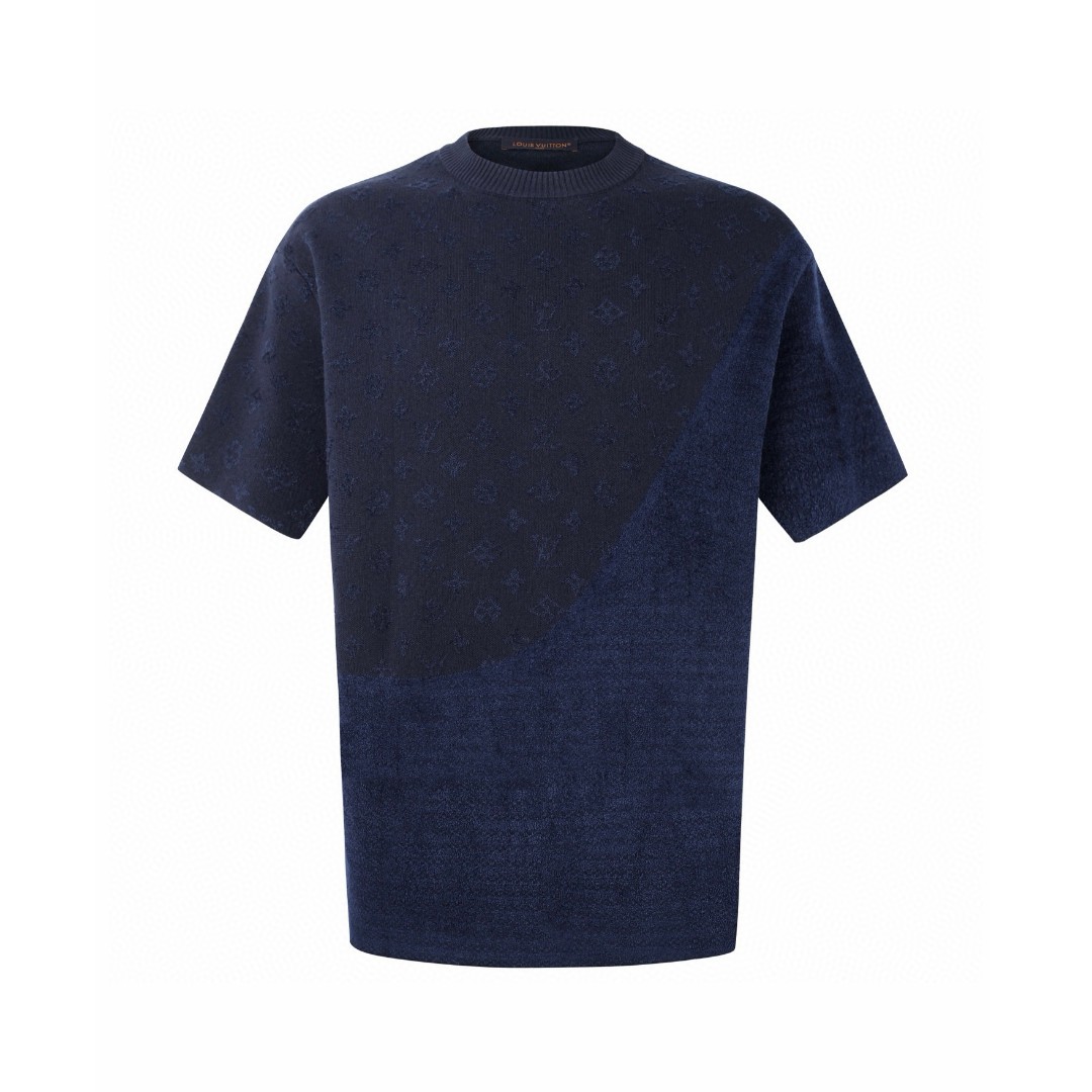 LOUIS VUITTON 路易威登 Nigo联名款 拼接提花毛织短袖 T恤 黑色 蓝色 A5 1AHCMQ