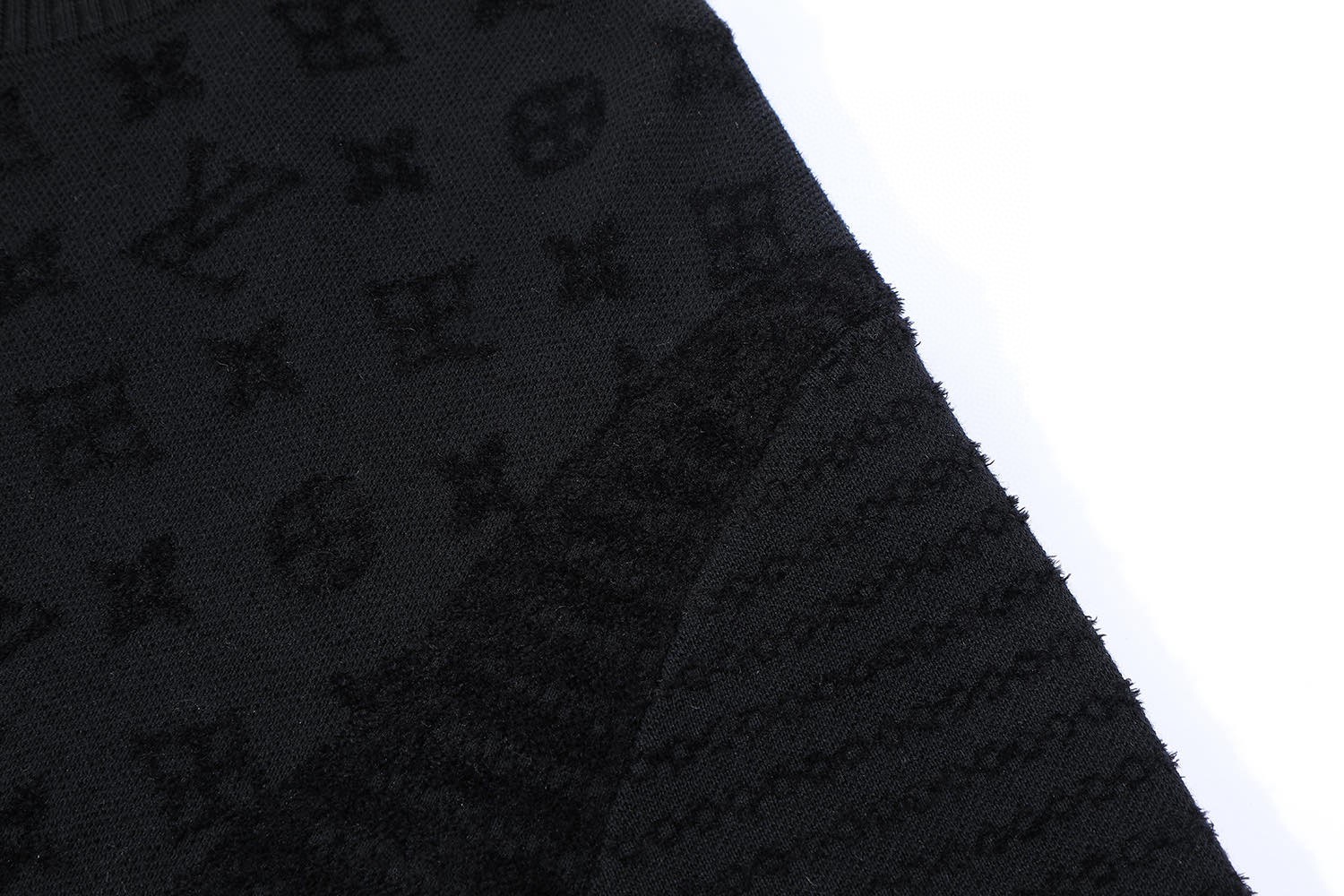 LOUIS VUITTON 路易威登 Nigo联名款 拼接提花毛织短袖 T恤 黑色 蓝色 A5 1AHCMQ