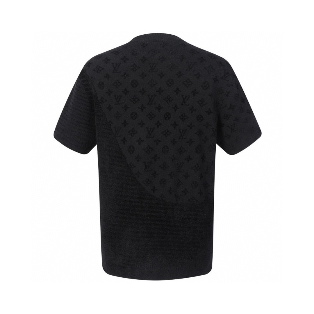 LOUIS VUITTON 路易威登 Nigo联名款 拼接提花毛织短袖 T恤 黑色 蓝色 A5 1AHCMQ