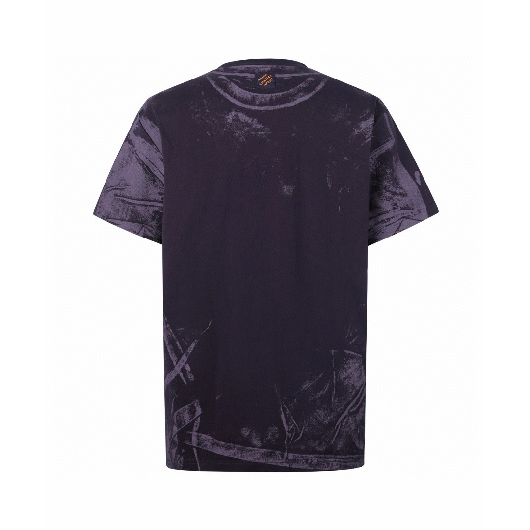 LOUIS VUITTON 路易威登 LV 叠印圆领错觉印花短袖 夏季 T恤 紫色 A0 1AJUDL