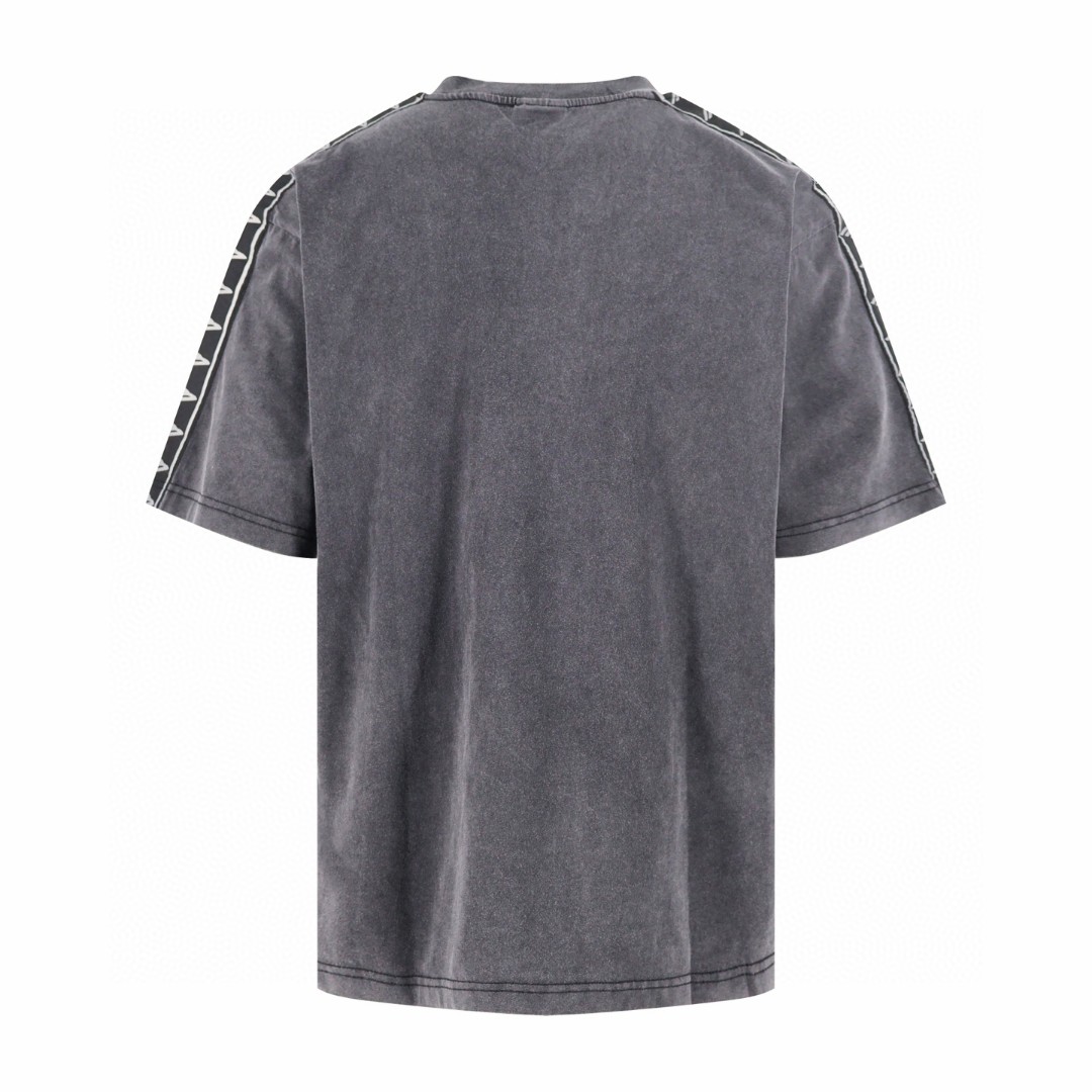 Balenciaga 巴黎世家 串标织带短袖 T恤 圆领 夏季 黑灰色 A5 