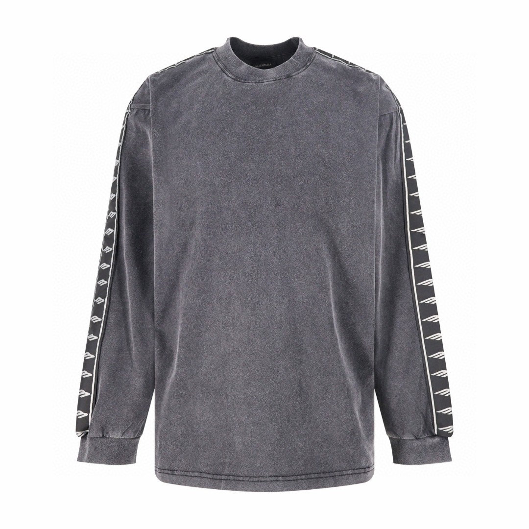 Balenciaga 巴黎世家 串标织带长袖T恤 打底衫 灰色 A5 818595TRVG89756
