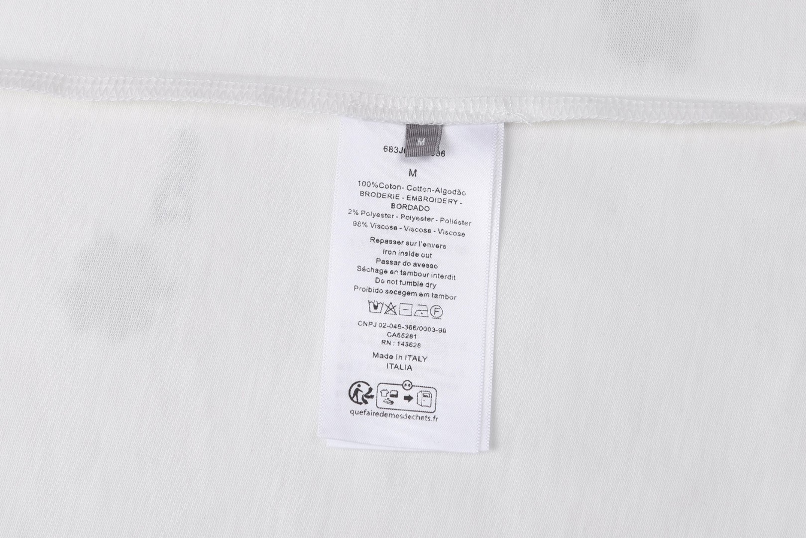 DIOR 迪奥 四叶草刺绣图案短袖 T恤 夏季 白色 黑色 A0 683J615A3036-C086