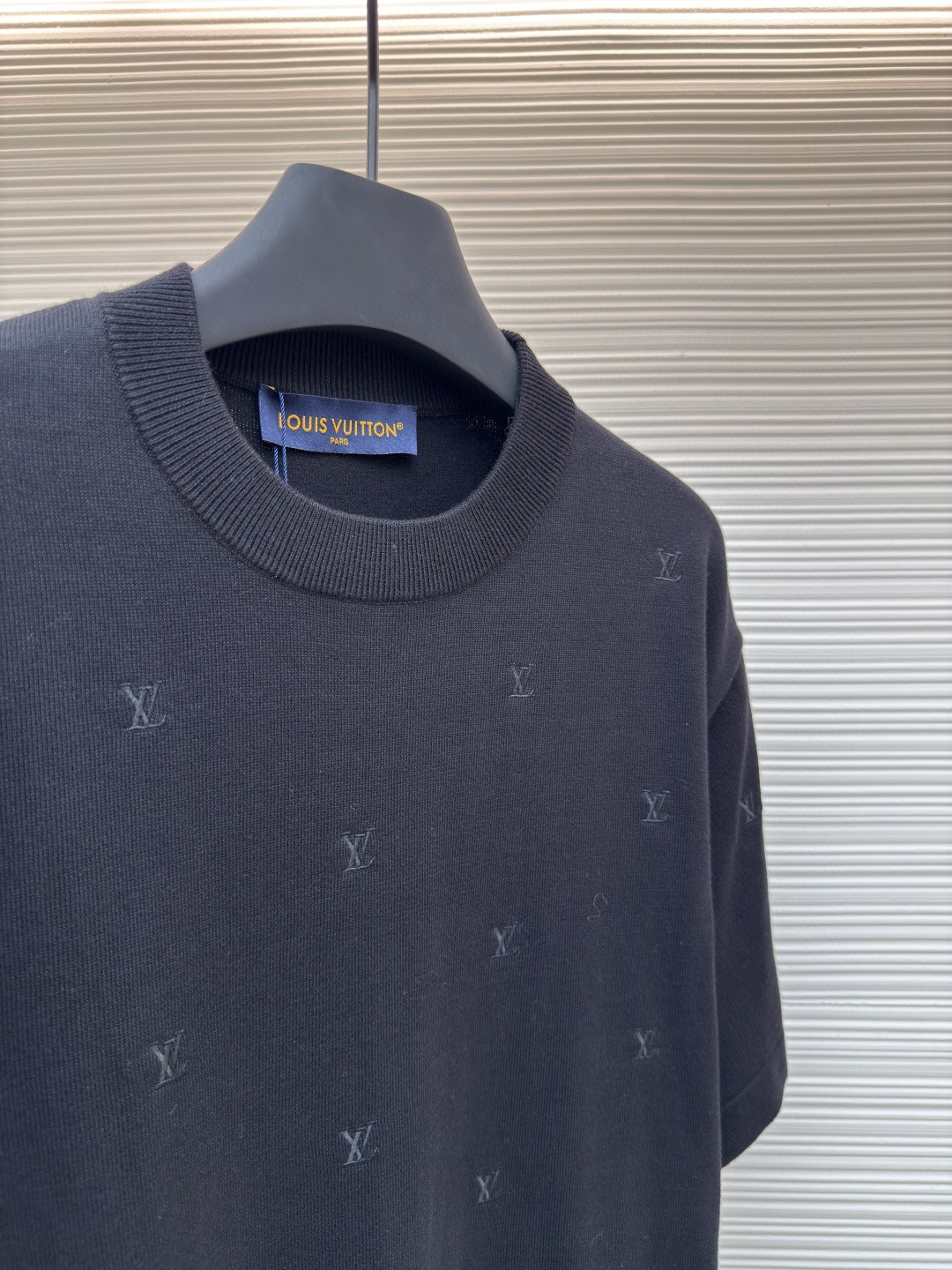 LOUIS VUITTON 路易威登 LV 全幅刺绣毛织短袖 夏季 T恤 黑色 A7 1AHVPT