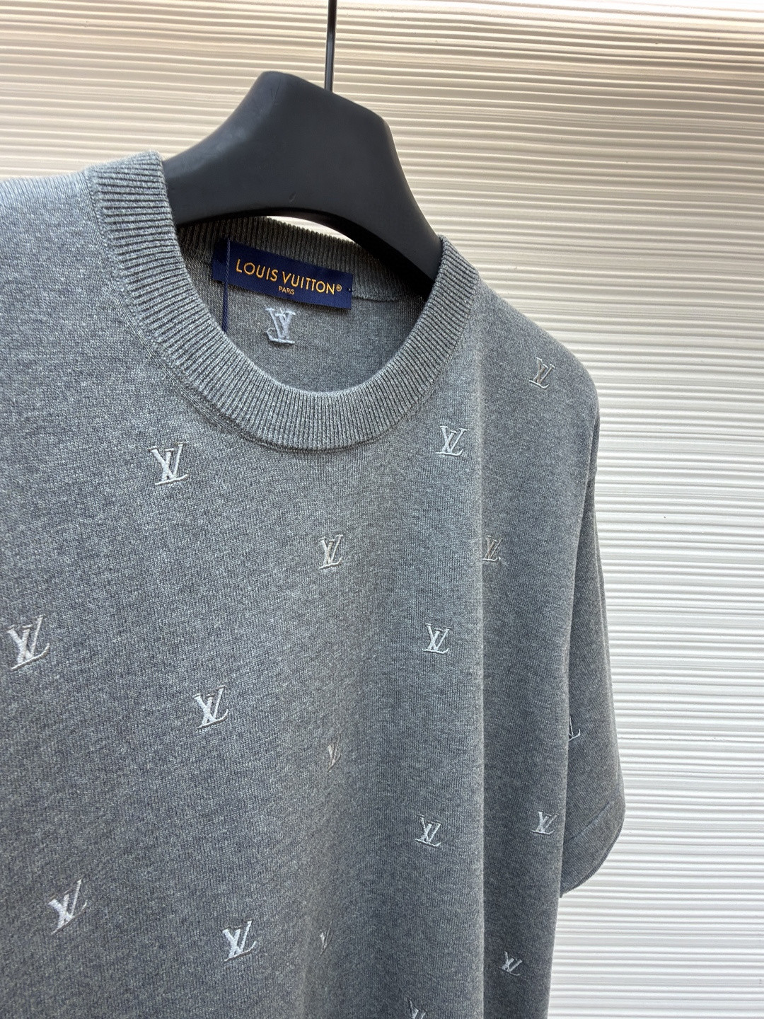 LOUIS VUITTON 路易威登 LV 小灰字刺绣毛织短袖 夏季 T恤 灰色 A7 1AJDXH