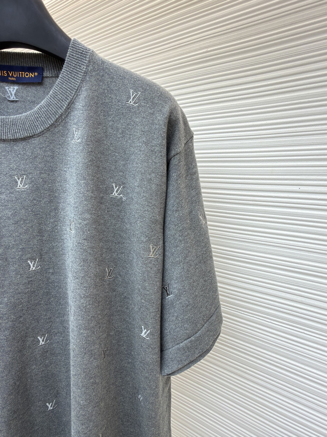 LOUIS VUITTON 路易威登 LV 小灰字刺绣毛织短袖 夏季 T恤 灰色 A7 1AJDXH