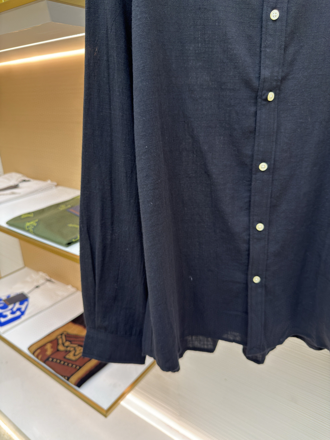 Ralph Lauren 拉夫劳伦 标识刺绣亚麻衬衫 外套 长袖 蓝色 白色 黑色 A7