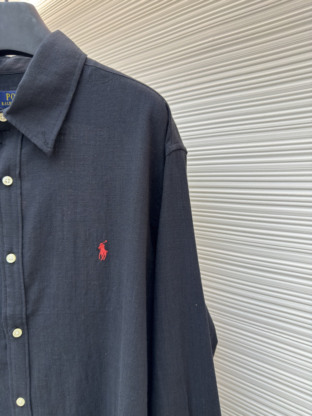 Ralph Lauren 拉夫劳伦 标识刺绣亚麻衬衫 外套 长袖 蓝色 白色 黑色 A7