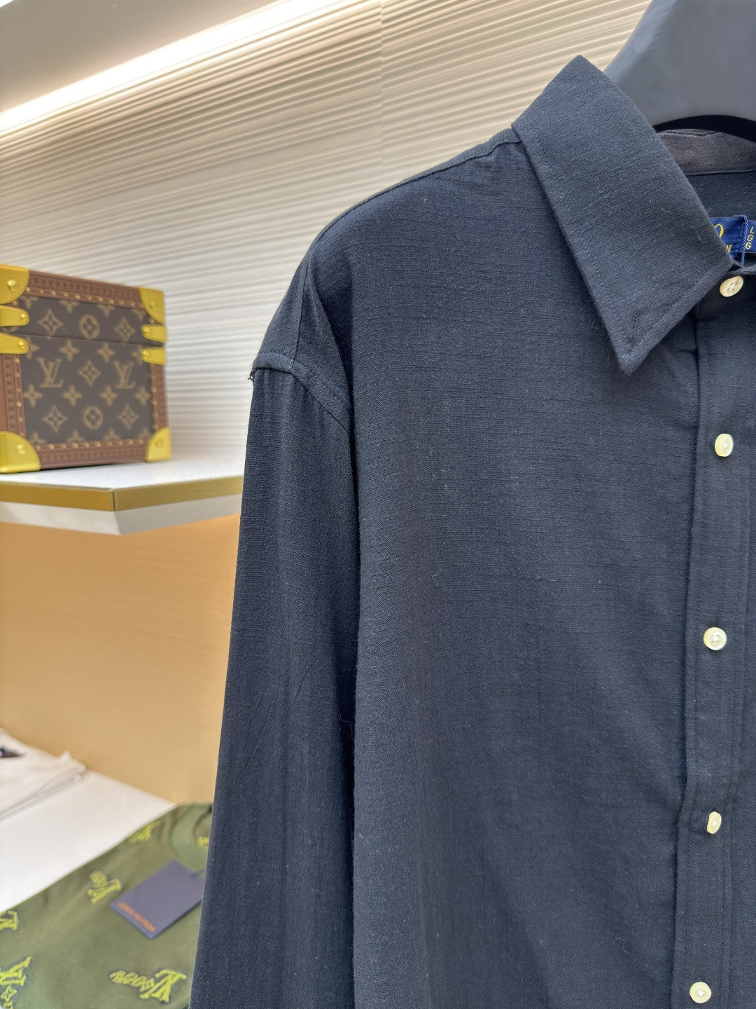 Ralph Lauren 拉夫劳伦 标识刺绣亚麻衬衫 外套 长袖 蓝色 白色 黑色 A7