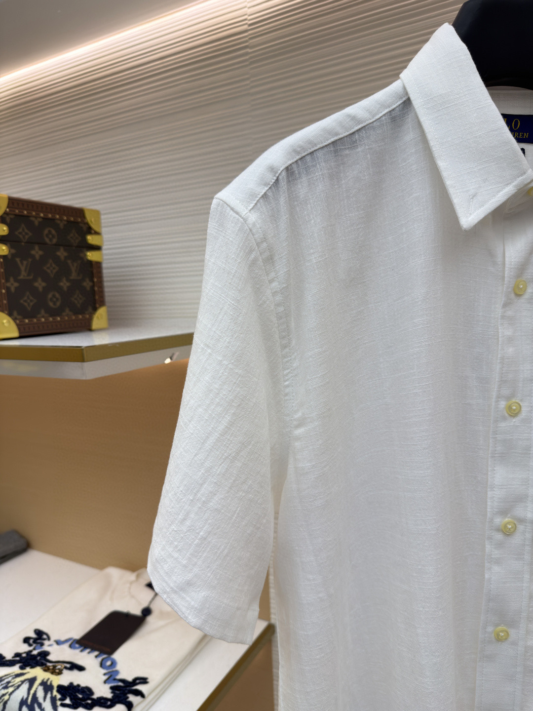 Ralph Lauren 拉夫劳伦 标识刺绣棉麻衬衫 短袖 白色 蓝色 黑色 A5 710966293-015