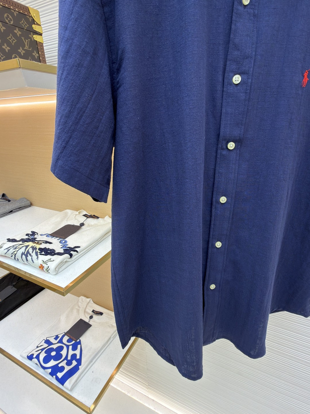 Ralph Lauren 拉夫劳伦 标识刺绣棉麻衬衫 短袖 白色 蓝色 黑色 A5 710966293-015