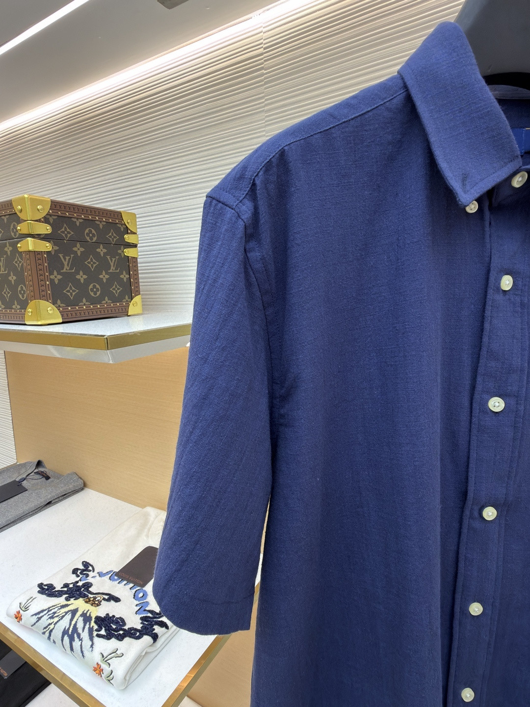 Ralph Lauren 拉夫劳伦 标识刺绣棉麻衬衫 短袖 白色 蓝色 黑色 A5 710966293-015