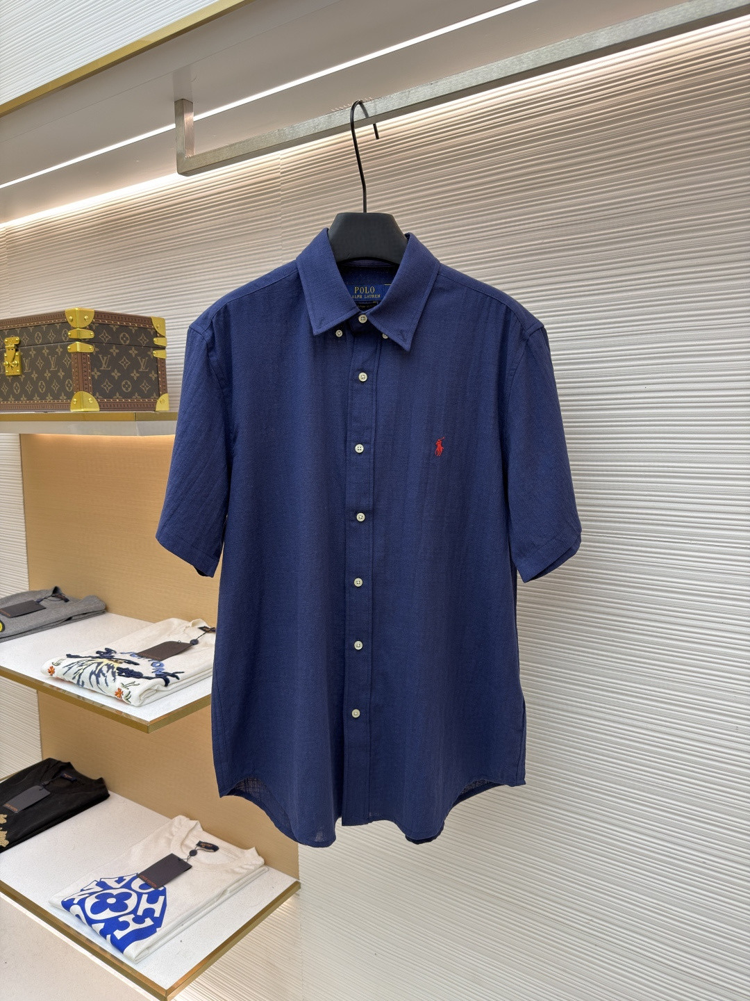 Ralph Lauren 拉夫劳伦 标识刺绣棉麻衬衫 短袖 白色 蓝色 黑色 A5 710966293-015