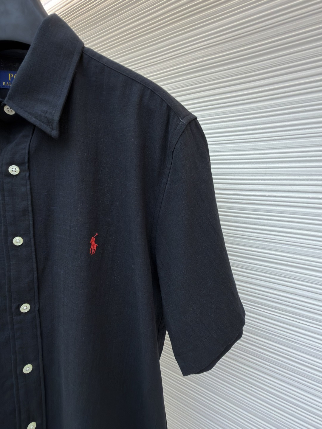 Ralph Lauren 拉夫劳伦 标识刺绣棉麻衬衫 短袖 白色 蓝色 黑色 A5 710966293-015