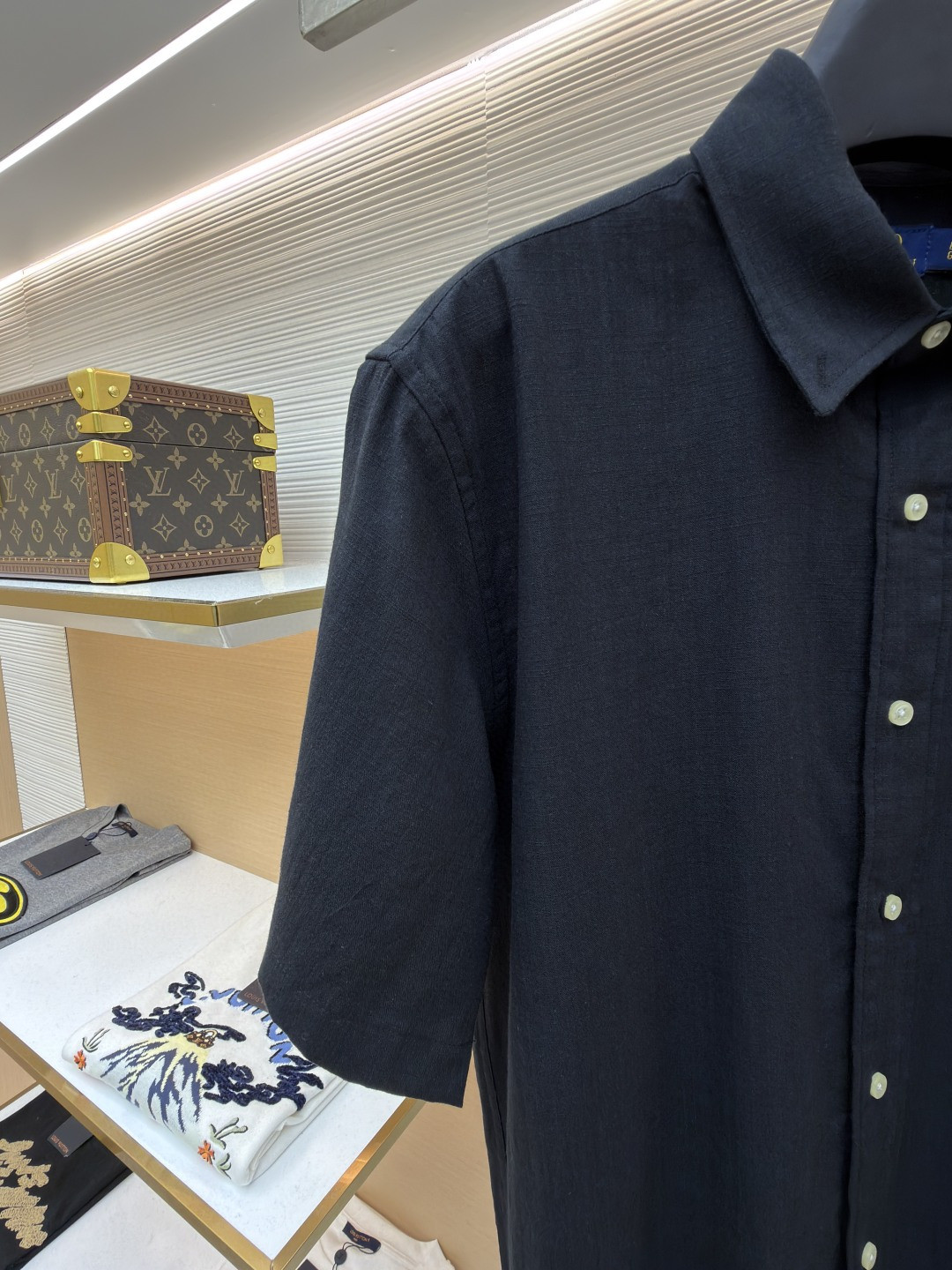 Ralph Lauren 拉夫劳伦 标识刺绣棉麻衬衫 短袖 白色 蓝色 黑色 A5 710966293-015