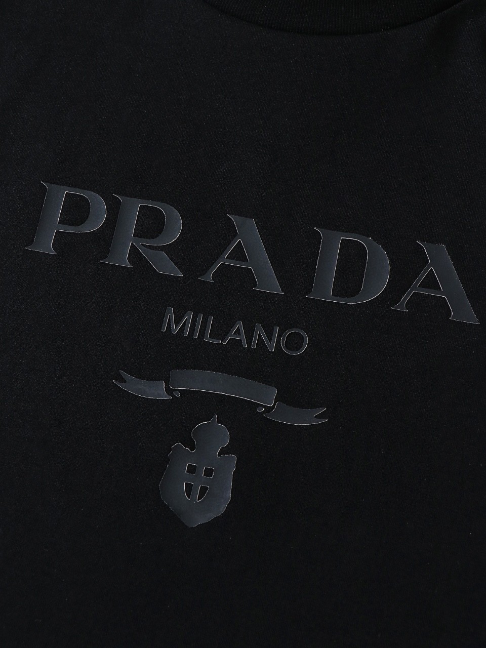 PRADA 普拉达 烫画压花logo圆领短袖 T恤 白色 黑色 A0 UJN782-S22110AV-F0009