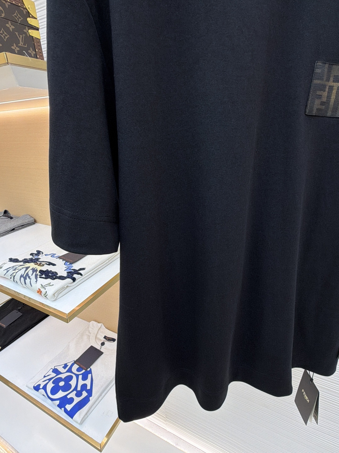 FENDI 芬迪 徽标圆领T恤 短袖 上衣 黑色 A0 FY0936AQJAF0QA1