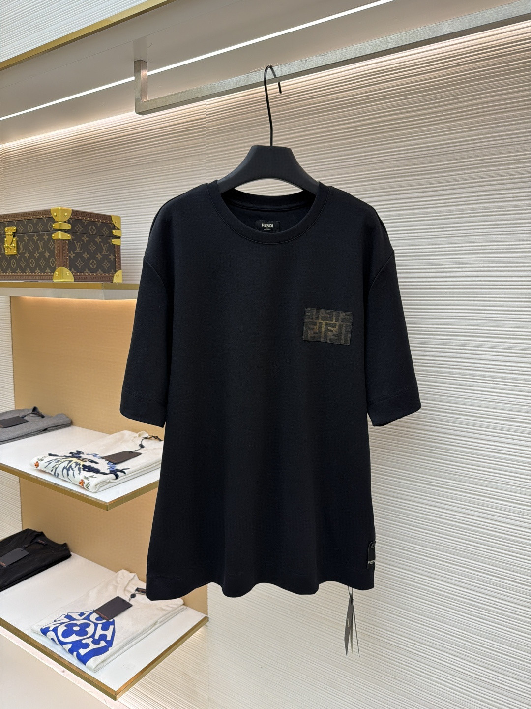 FENDI 芬迪 徽标圆领T恤 短袖 上衣 黑色 A0 FY0936AQJAF0QA1