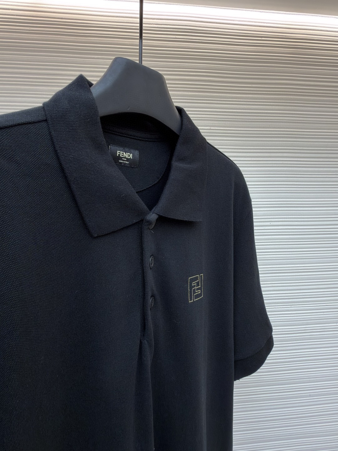 FENDI 芬迪 双F金色标识Polo衫 T恤 短袖 上衣 黑色 A0