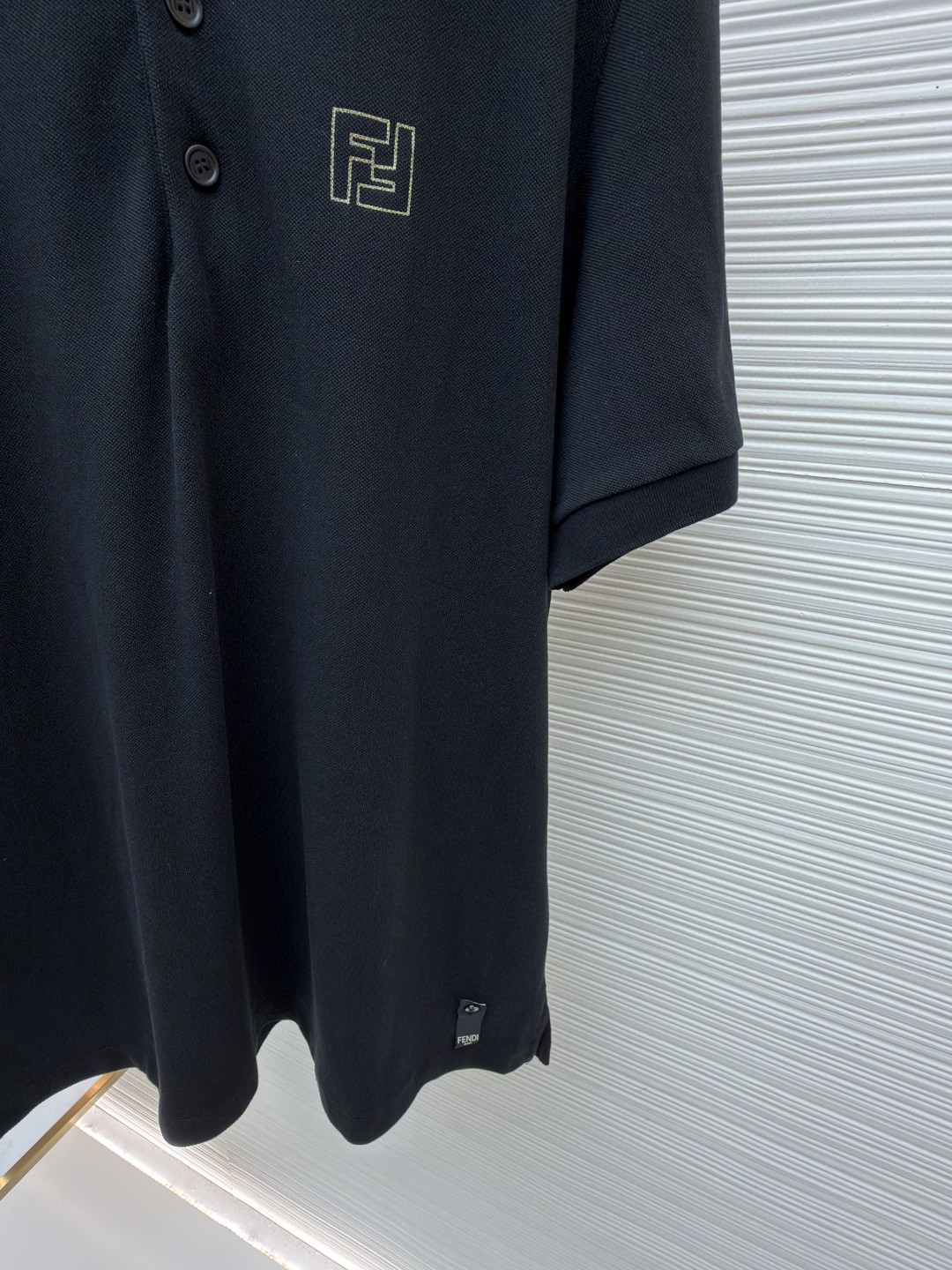FENDI 芬迪 双F金色标识Polo衫 T恤 短袖 上衣 黑色 A0